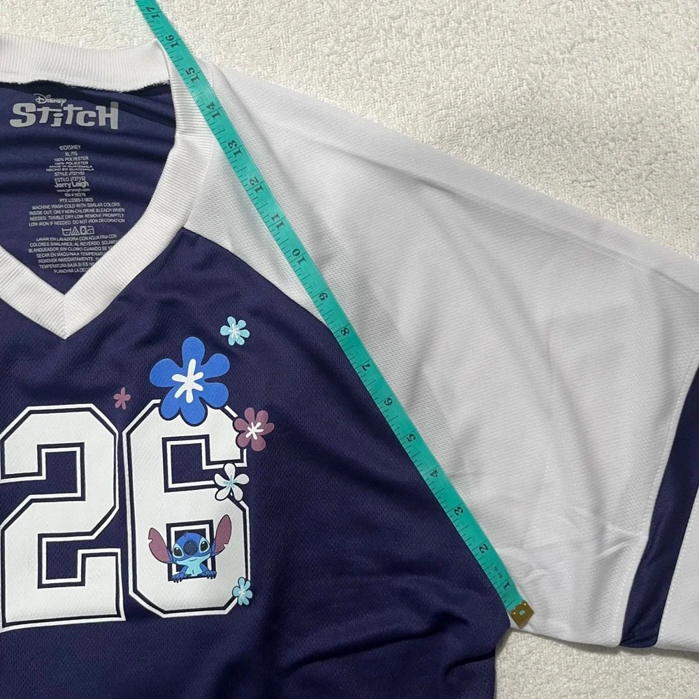 NEW!! Disney Lilo and Stitch Sports Jersey‎ #626 Blue and White - Size: XL/TG
